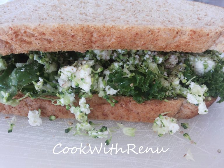 Kale, Broccoli and paneer Sandwich
