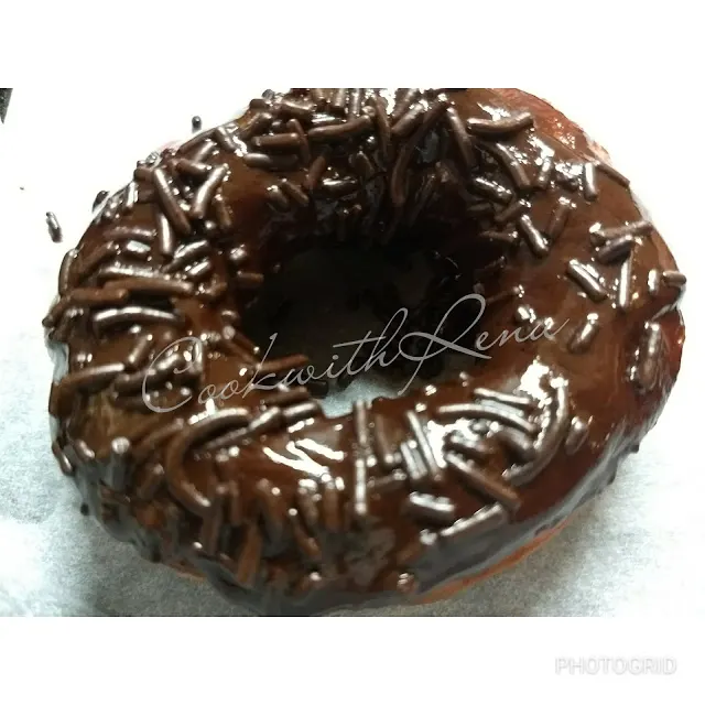 Chocolate covered fried doughnut