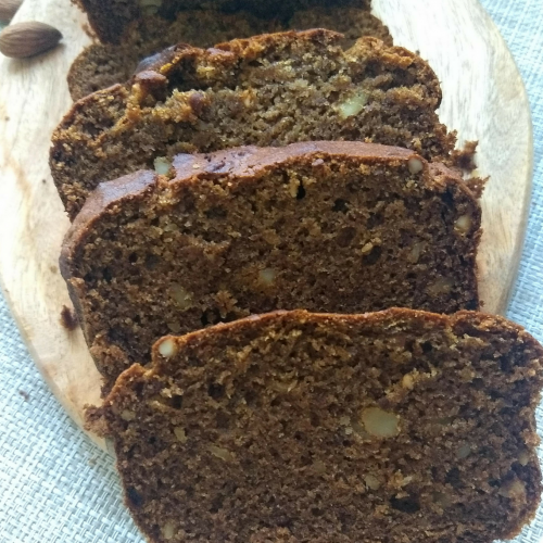 Egg-Less, Sugar-Less, Butter-Less Dates & Walnut Cake