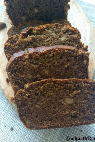 Egg-Less, Sugar-Less, Butter-Less Dates & Walnut Cake