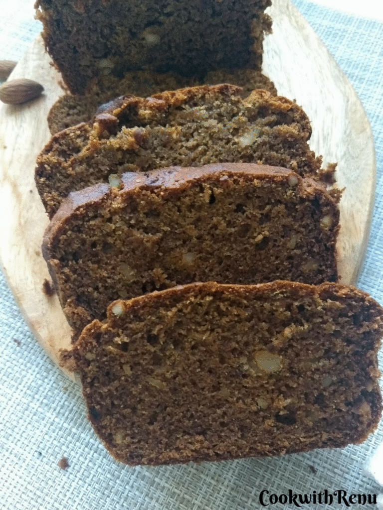 Egg-Less, Sugar-Less, Butter-Less Dates & Walnut Cake