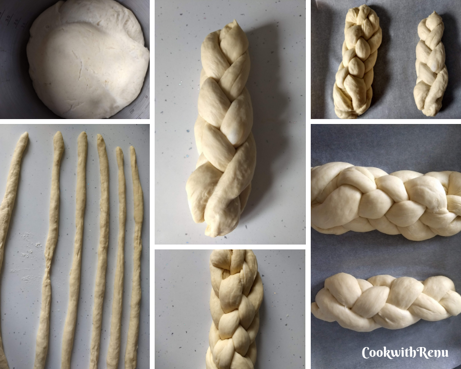 Braiding of Eggless Challah Bread