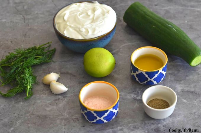 Ingredients for Dill Cucumber Dip