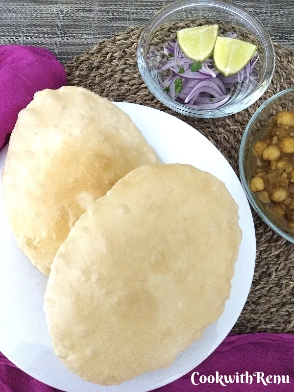 Bhatura (Without oil or Baking pwd or Baking Soda in dough)