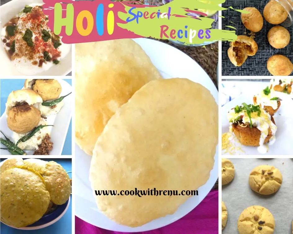 Collection of Holi Special Recipes from Starters to  Main Course to Desserts. Much of the food is naturally coloured too.
