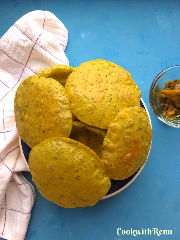 Meethi Puri (Poori) | Fresh Fenugreek leaves Puri