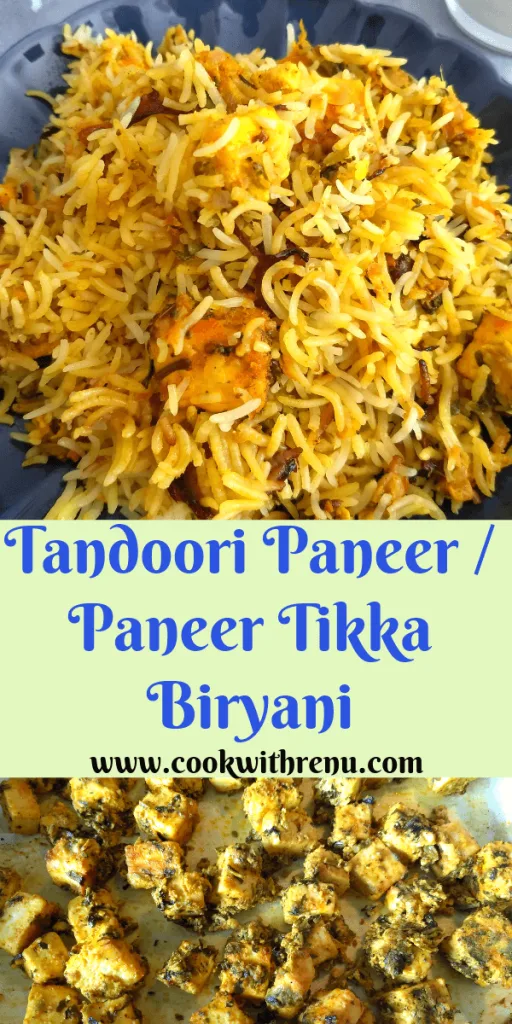 Tandoori Paneer Biryani | Paneer Tikka Biryani is a flavourful, aromatic and delicious Biryani perfect for parties. It is cooked with spices along with grilled and marinated paneer.