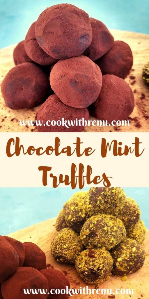 Mint Chocolate Truffles, uses only 5 ingredients and has a rich chocolaty flavour from the dark chocolate and the fresh mint.