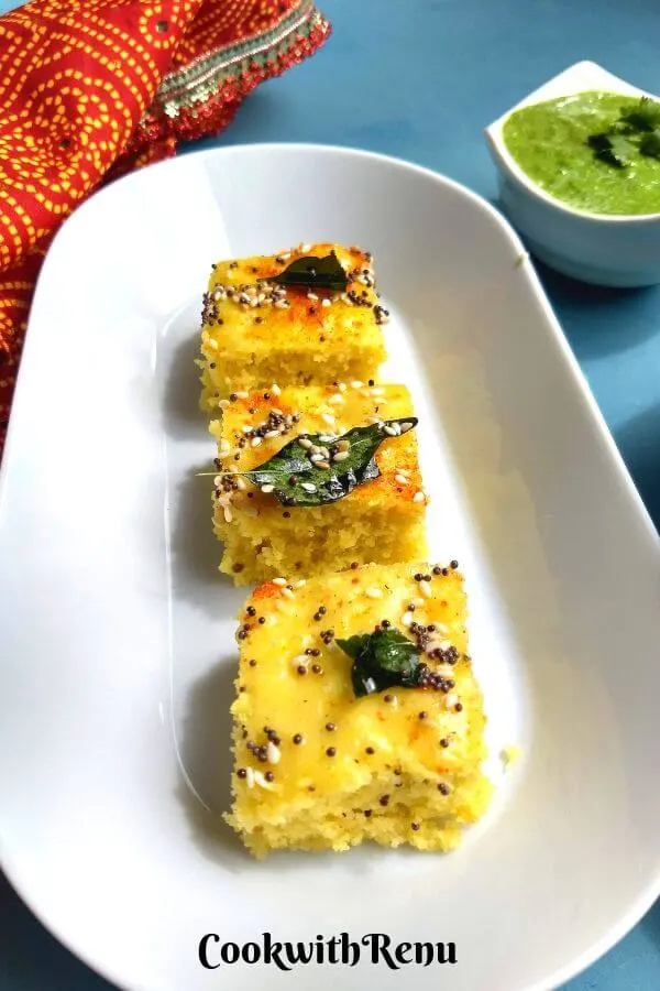 Soft and spongy this Instant Khaman Dhokla can be done in under 30 minutes and is a perfect vegan Breakfast or a snack.