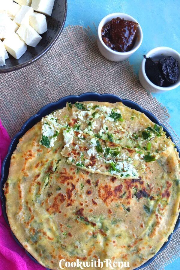 Paneer Paratha is a popular breakfast food made using Paneer, aka Indian cheese. They are a healthy toddler food as well as good for lunch boxes.
