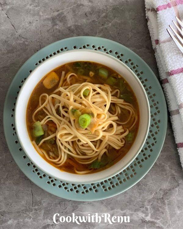 Thukpa the Vegetable Noodle Soup from the State of Sikkim is a hot soup made using vegetables and Noodles and has a distinct taste from a few Indian spices.