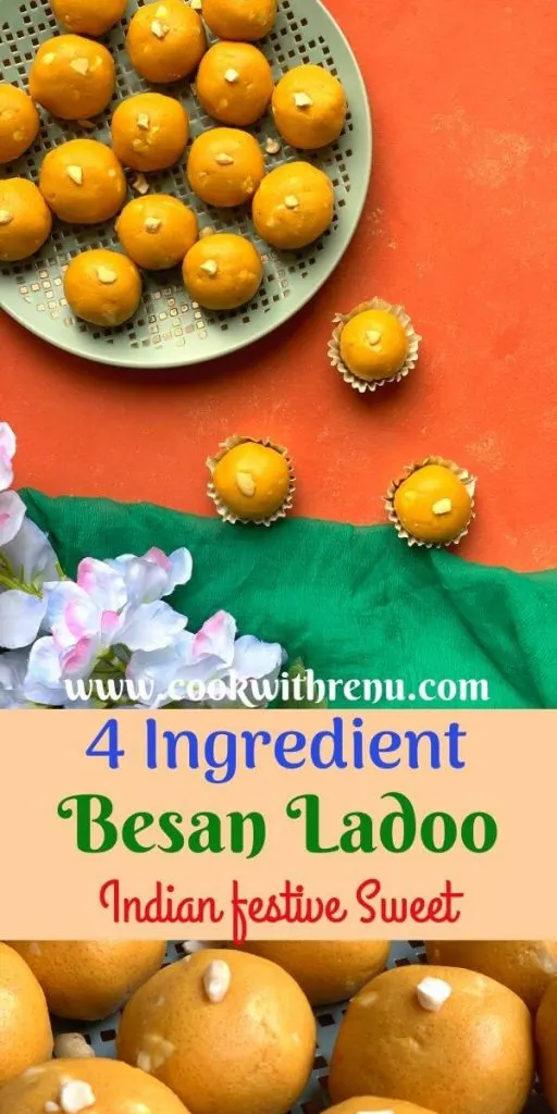 Besan Ladoo is a popular Indian sweet dish made using gluten free gram flour, sugar and ghee. This is my mom's foolproof recipe followed for years.