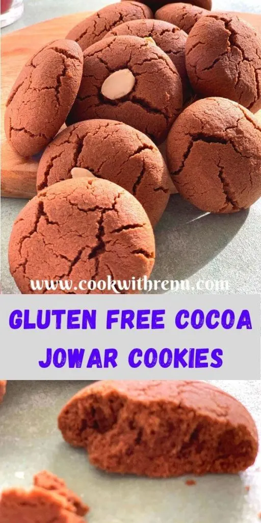 Eggless Jowar Chocolate Cookies have the melt in the mouth texture, bursting with chocolate flavour and made using Gluten free Jowar (Sorghum) Flour.