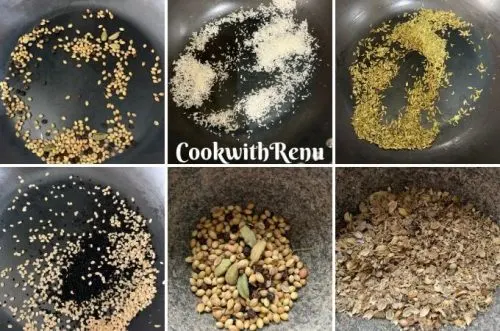 Roasting of the different Ingredients