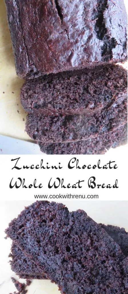 Zucchini chocolate Whole Wheat Bread which is quick to make and is moist, light and a perfect chocolaty treat for all age groups.