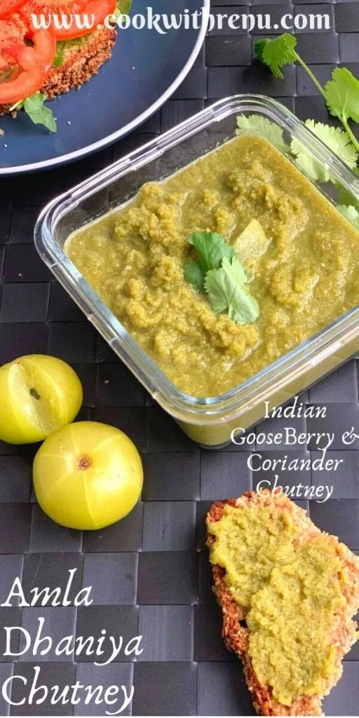 Amla Dhaniya Chutney is a simple, delicious, tangy, fresh chutney loaded with the goodness of Amla, the Indian GooseBerry.