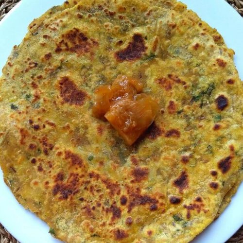 Paratha served with Homemade No oil Lemon Pickle