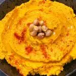 Close up look of Easy Golden Turmeric Hummus