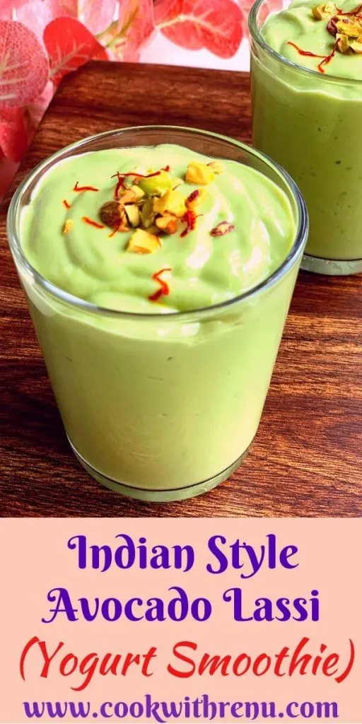 Indian Style Avocado Lassi or Avocado Yogurt Smoothie is a creamy and thick 4 ingredient lassi made using thick yogurt. It is a perfect breakfast smoothie or a meal in itself.