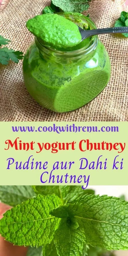 Mint Yogurt Chutney or Pudina dahi chutney is a refreshing, quick and lip smacking chutney that goes well as a spread or as a dip to different snacks and starters. It goes well with kababs, tikkas, chaats as well as spreads on sandwiches and parathas. One of the must have condiments especially during parties and gatherings.