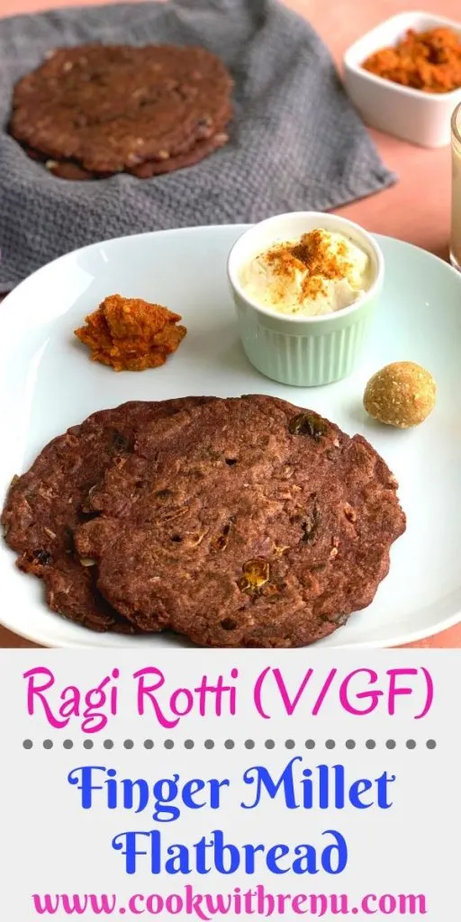 Ragi Roti or Finger Millet Flatbread is a Gluten free and Vegan flatbread made using the Ragi flour or Nachni and is generally served for breakfast.