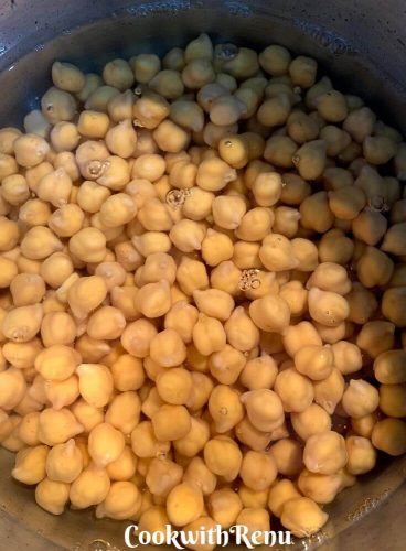 Soaked Chickpeas ready to be cooked in pressure cooker