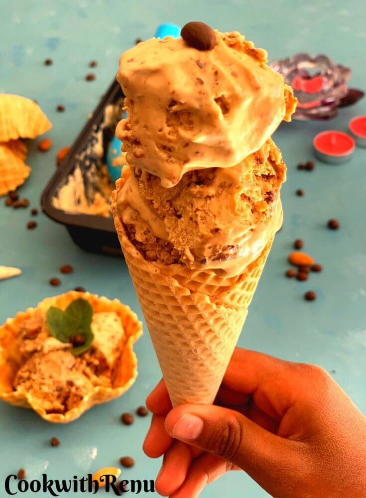 No-Churn Coffee Almond Ice Cream