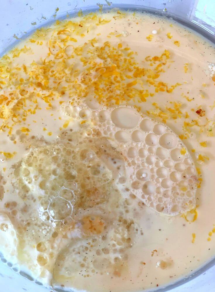 Adding of lemon zest into the wet ingredients