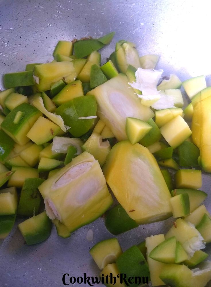Raw Mango added to the tadka