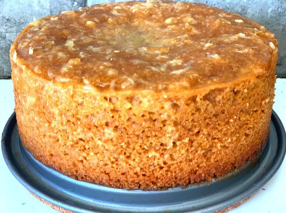 close up look of lemon cake with the outer crumbly and soft texture seen clearly