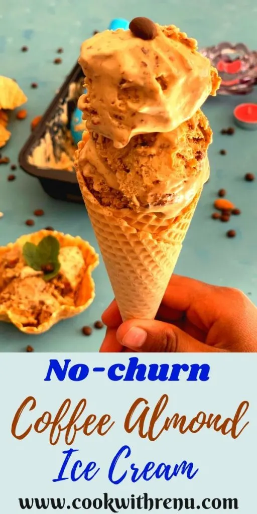 No-Churn coffee almond Ice Cream