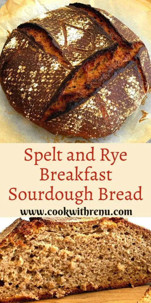 Spelt and Rye Breakfast Sourdough Bread is a delicious sourdough bread made using Spelt , Rye and Whole Wheat flour. 
