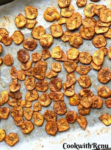 Baked Banana Chips Just out of the oven