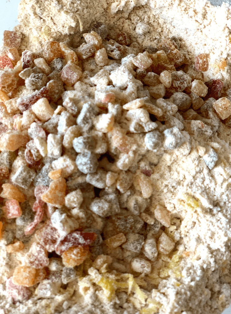 Add the tutti frutti mix in the dry ingredients