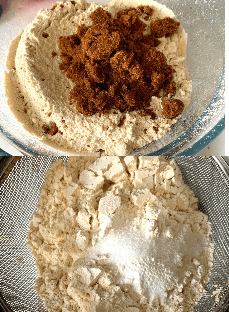Adding of the dry ingredients in the flour