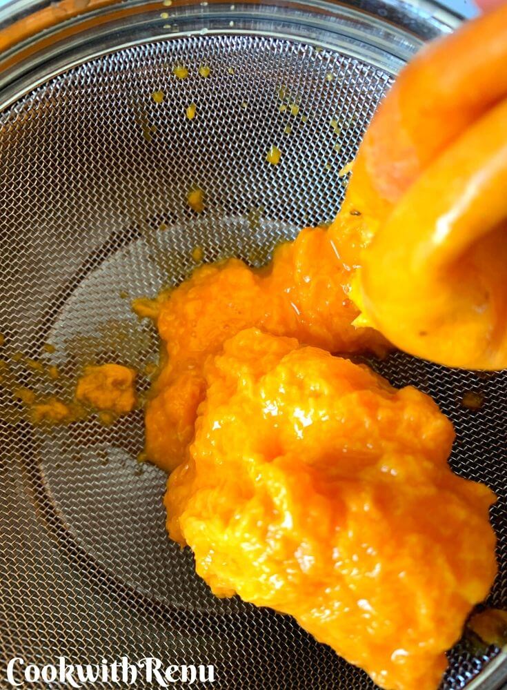 Removing of the pulp in the sieve