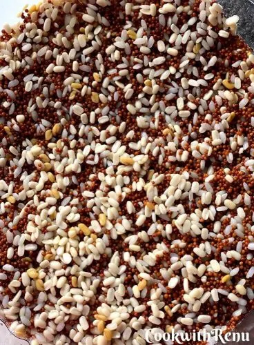 The Soaked Ragi, Rice, Urad Dal and Fenugreek Seeds