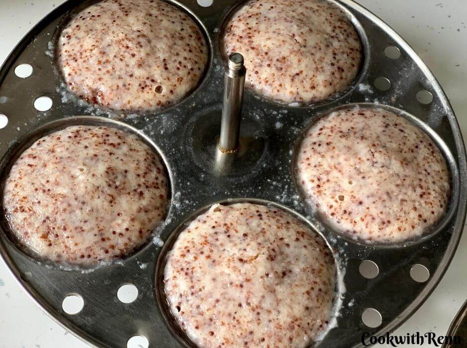 Ragi idli just out of the steamer