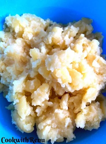 Peeled and mashed boiled potato