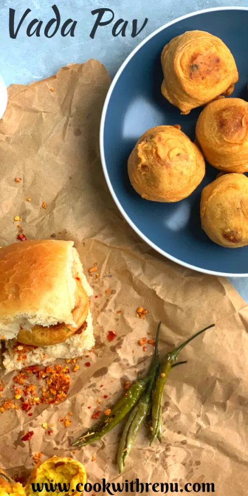 Mumbai's Special Street food, Vada Pav, where the spicy potato filling is coated with gram flour batter and deep-fried to make a spicy and yummy snack.