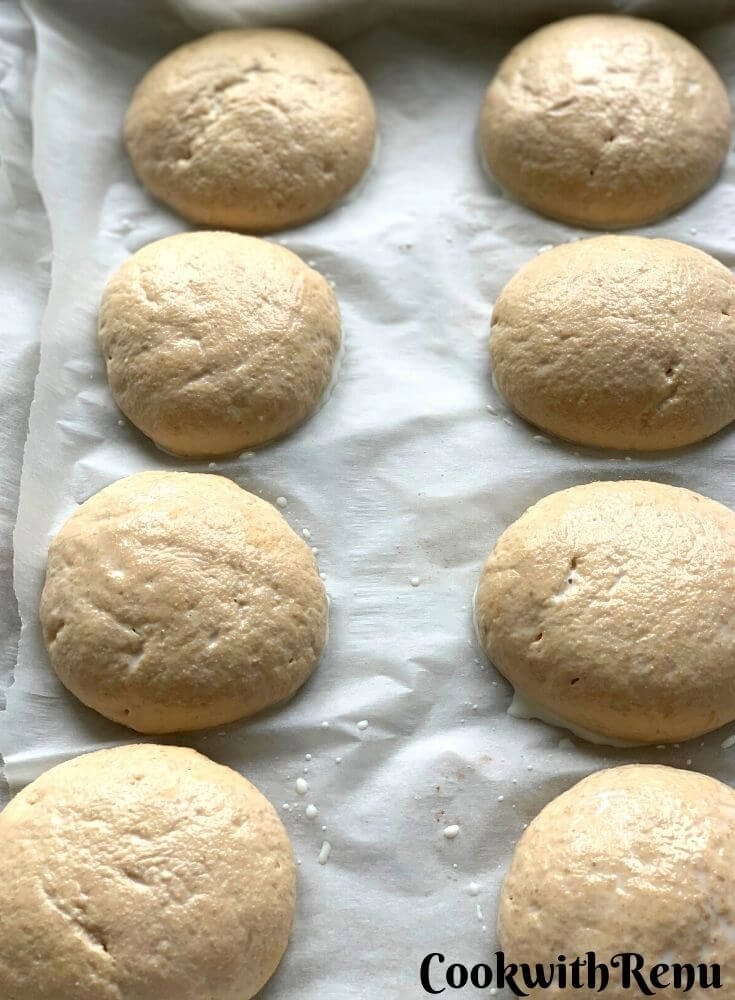 The rolls brushed with milk