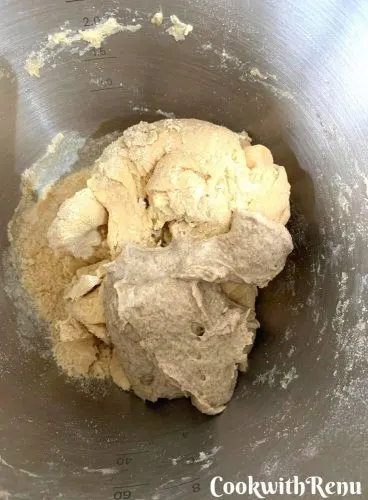 Sourdough started added in the dough