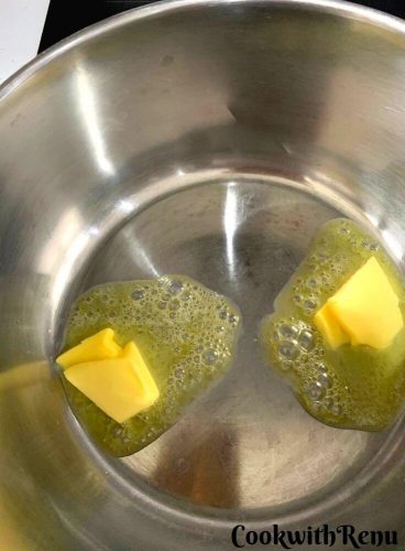 Adding butter in pan
