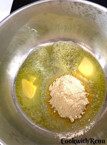 Adding flour in butter