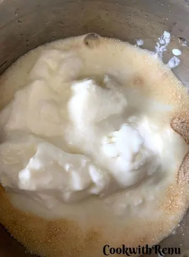 Adding of yogurt in Rajgira Flour