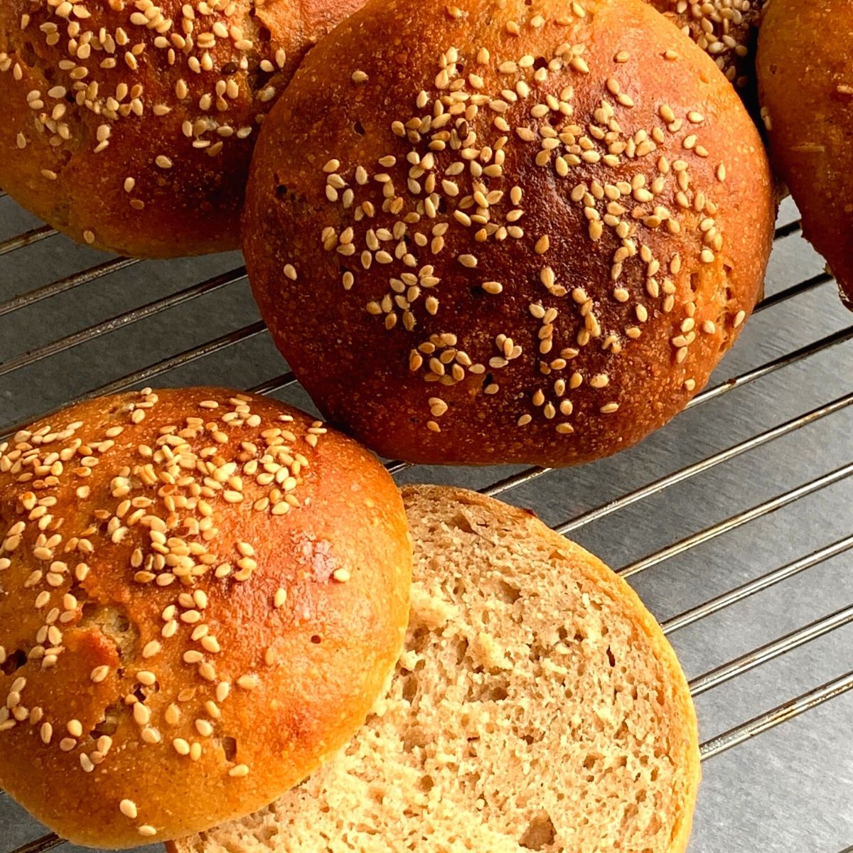Vegan Sourdough Burger Buns are soft and chewy, eggless burger or sandwich buns. This is an easy recipe for a sourdough bread beginner.