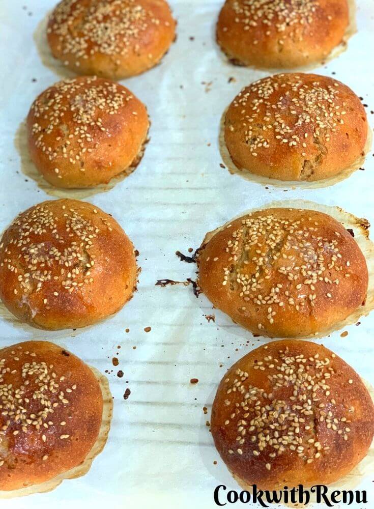 Sourdough burger buns just out of the oven