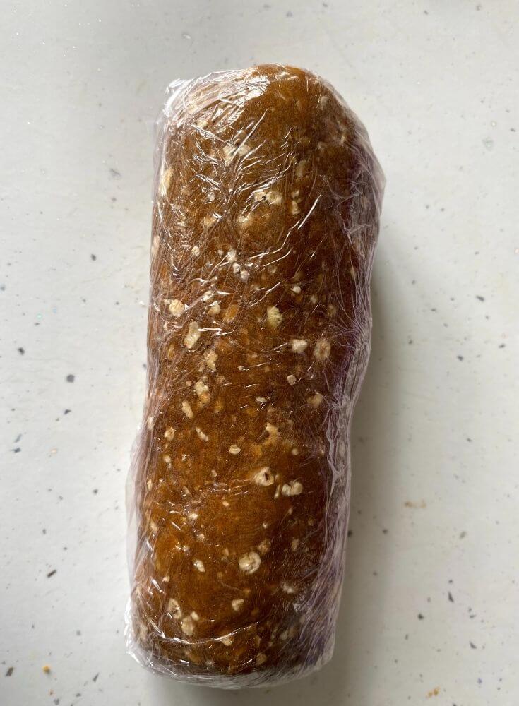 Forming a log or a cylindrical shape from the dough