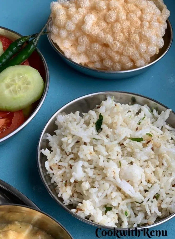 Jeera Rice & Homemade Sabudana Papad