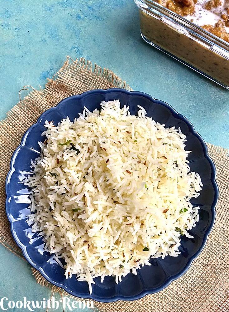 Jeera Rice is one of the most famous and staple dish from India, that is generally cooked daily and goes well with dal, curries or as a side.